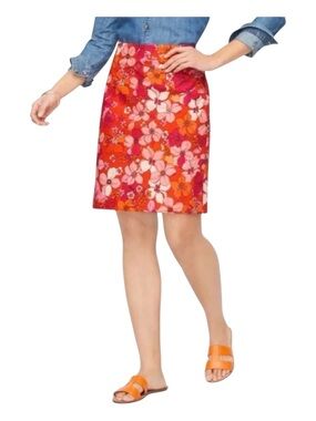 TALBOTS Tossed Flowers Floral Mini Skirt, Invisible Side Zip, Size 4.